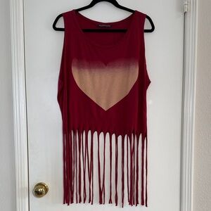 Rock Rose Classic Women’s Fringed Heart T-Shirt